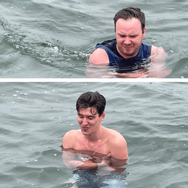 Two Men In A Cold Lake