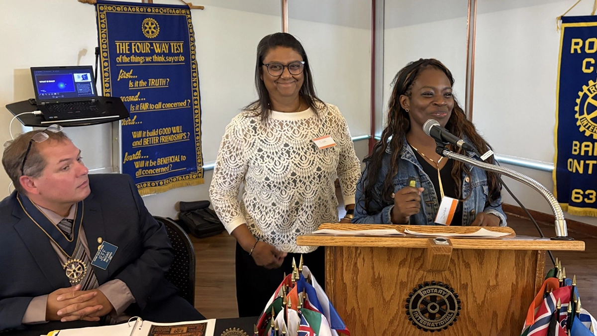 Lisa Harripersad and Debbie Opoku from Georgian College presenting on unconscious bias awareness at the Rotary Club of Barrie