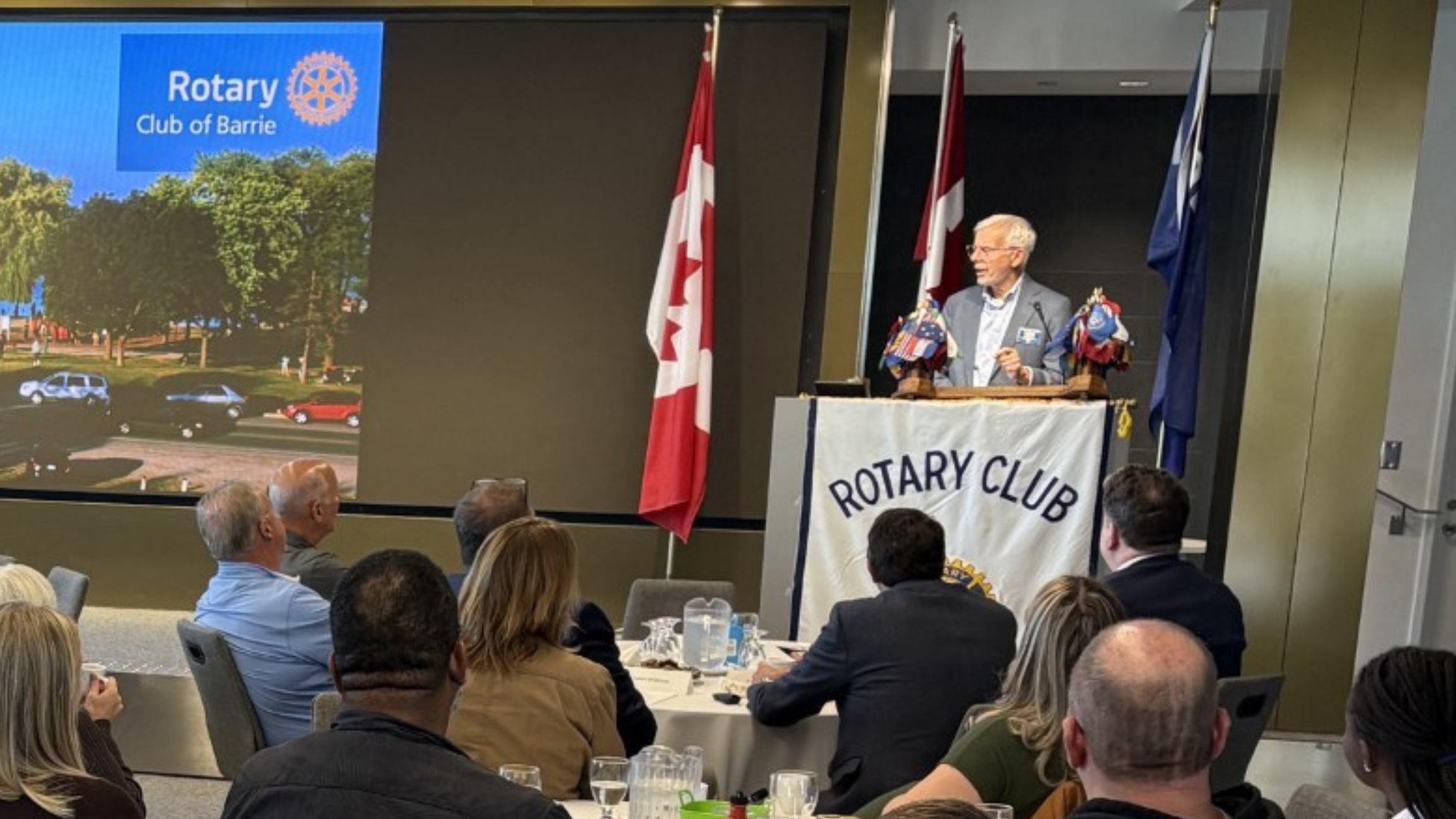 Doug Bingley addressing the Rotary Club of Barrie on Truth and Reconciliation