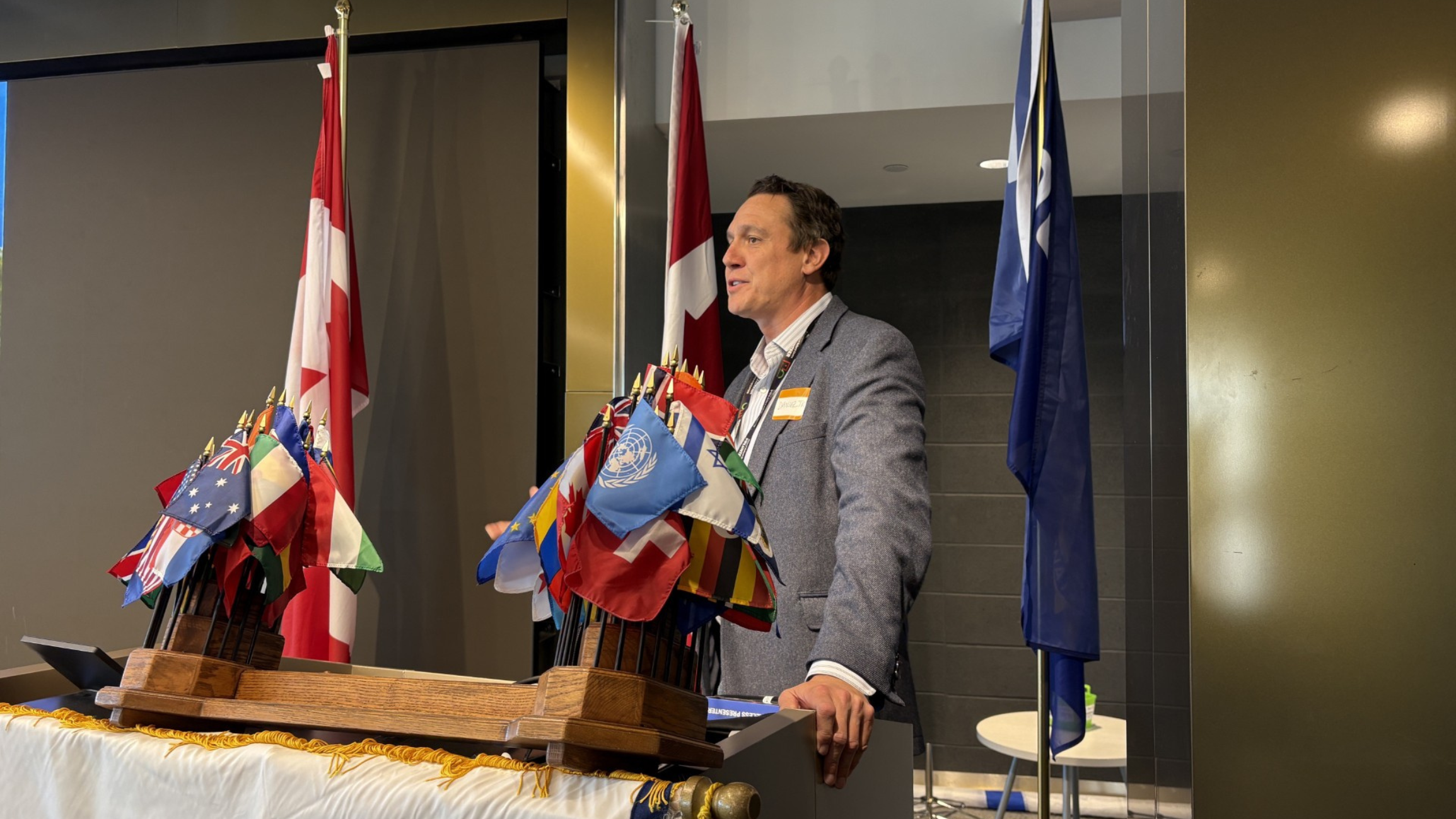 Dr. Daniel Travers presenting to the Rotary Club of Barrie on the Canadian Museum of Water